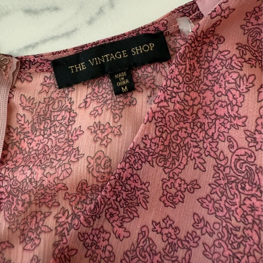 The Vintage Shop Pink Gemma Dress with Bishop Sleeves. Size Medium - Picture 7 of 7